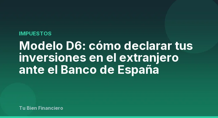 Modelo D6: cómo declarar tus inversiones en el extranjero ante el Banco de España